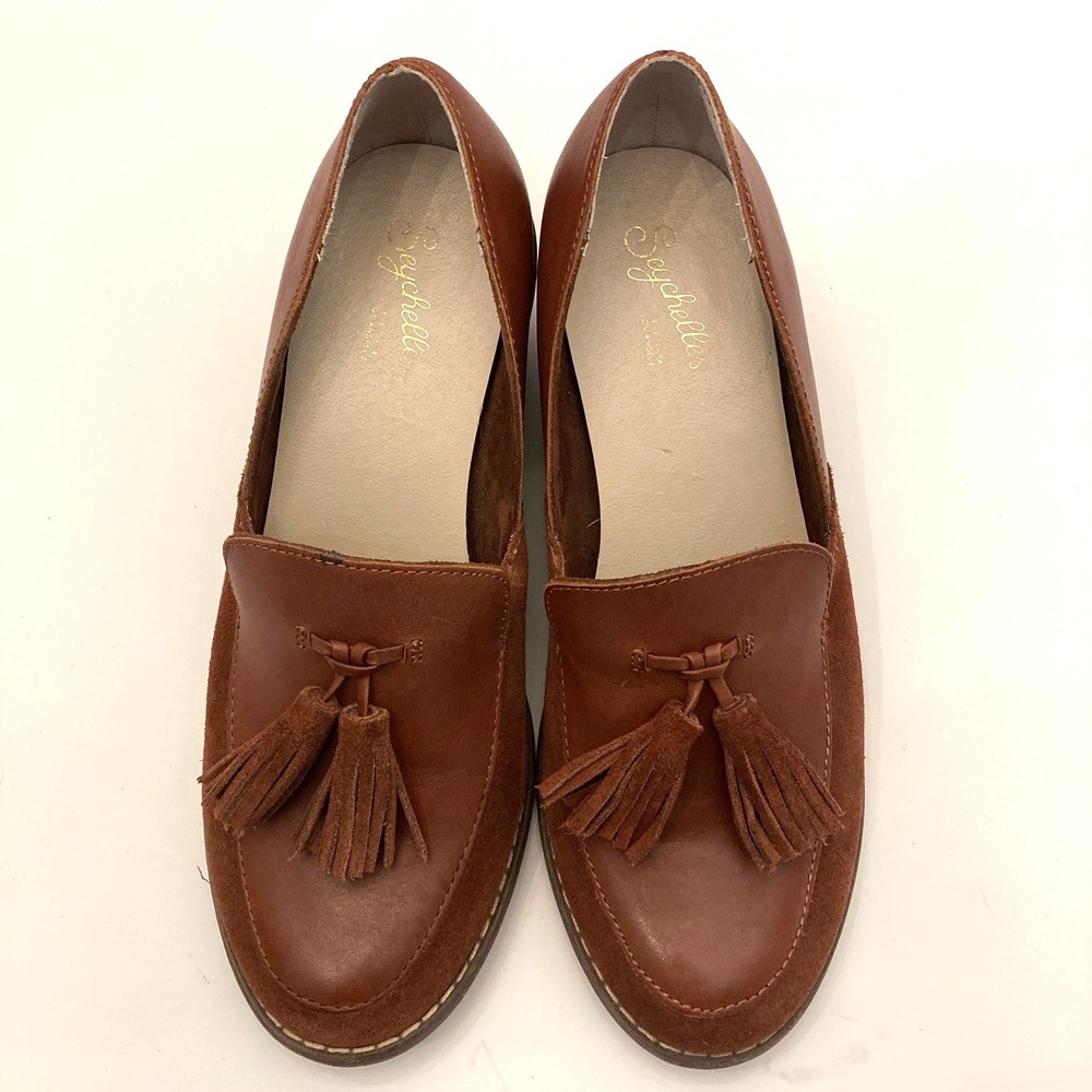 Seychelles Descent‎ Suede Leather Tassel Loafer Womens 7 Heeled Brown